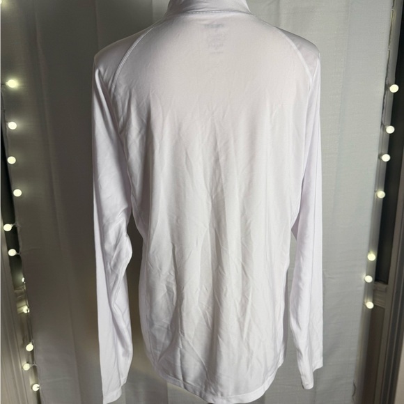 White Athletic Zip-Up Jacket with Standing Collar - Picture 3 of 6